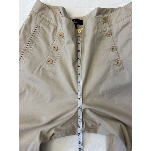 Talbots Womens Heritage Pants Sz 16 Wide Leg Sailor Front Twill Khaki Pockets - Picture 4 of 9